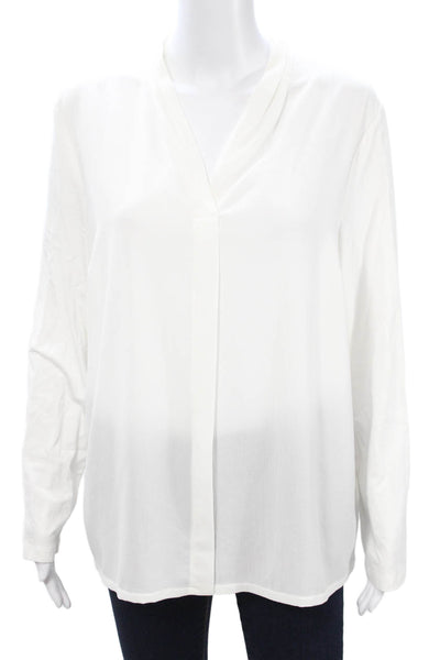 BASLER Womens Basic White Blouse Long Sleeve 100% Polyester Size L