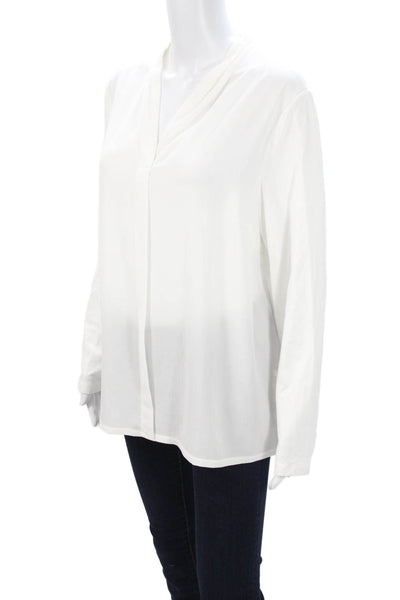 BASLER Womens Basic White Blouse Long Sleeve 100% Polyester Size L