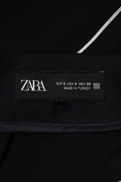 Zara Womens Black Dress Pants Button 100% Polyester Size S