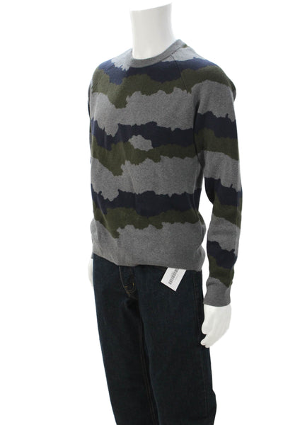 J Brand Mens Dark Blue Camouflage Pullover Cotton Cashmere Size S