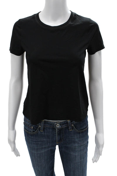 Lululemon Womens Black Cropped Basic Crew Neck Short Sleeve T-Shirt Size S