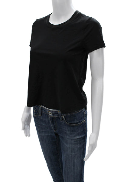 Lululemon Womens Black Cropped Basic Crew Neck Short Sleeve T-Shirt Size S