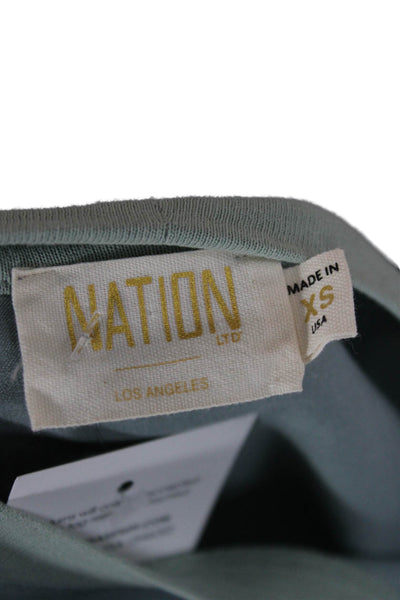 Nation LTD Womens Basic Green Crew Neck Short Sleeve T Shirt Size XS
