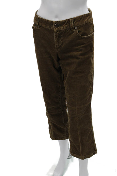 J Crew Womens Cropped Brown Pants Cotton Spandex Button Size 4 Petite