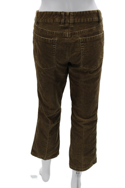 J Crew Womens Cropped Brown Pants Cotton Spandex Button Size 4 Petite
