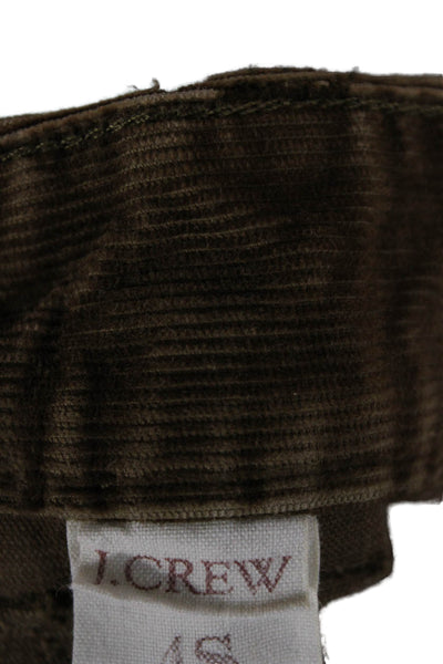 J Crew Womens Cropped Brown Pants Cotton Spandex Button Size 4 Petite