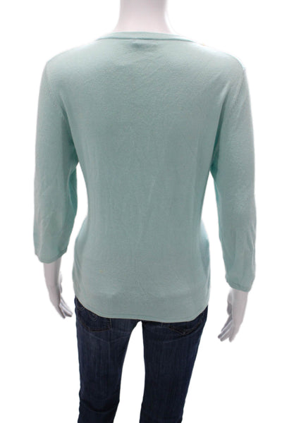 J. Mclaughlin Women Basic Light Blue Sweater 3/4 Sleeve Round Neck Size M