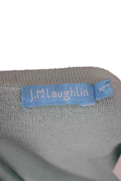 J. Mclaughlin Women Basic Light Blue Sweater 3/4 Sleeve Round Neck Size M