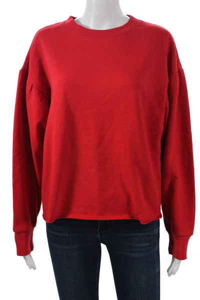 Elan Womens Pullover Sweatshirt Red Crew Neck Long Sleeve Size S