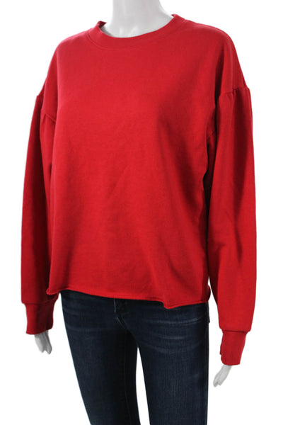 Elan Womens Pullover Sweatshirt Red Crew Neck Long Sleeve Size S