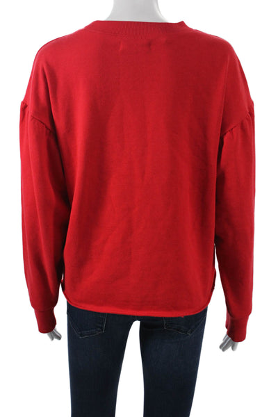 Elan Womens Pullover Sweatshirt Red Crew Neck Long Sleeve Size S