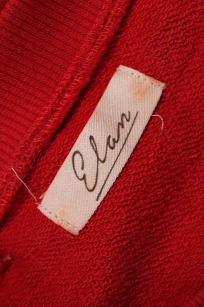 Elan Womens Pullover Sweatshirt Red Crew Neck Long Sleeve Size S