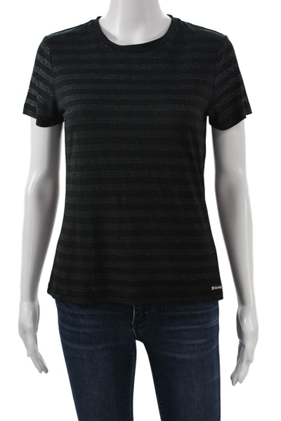 Calvin Klein Womens Basic Striped Black Crew Neck Short Sleeve T-Shirt Size S