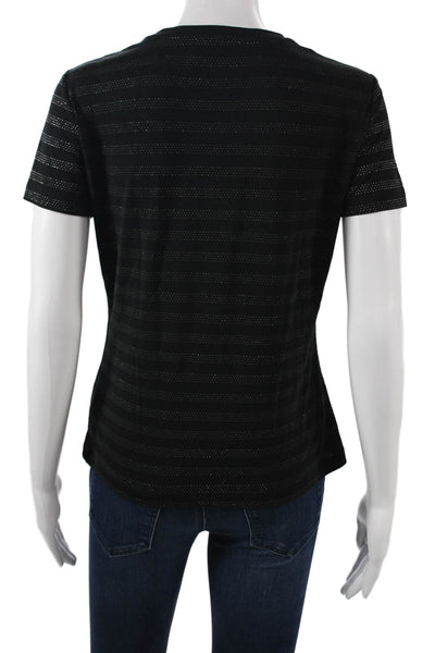 Calvin Klein Womens Basic Striped Black Crew Neck Short Sleeve T-Shirt Size S