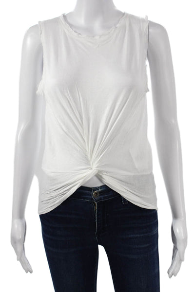 Elan Women Basic Rayon Sleeveless Tank White Crew Neck Boho Size S
