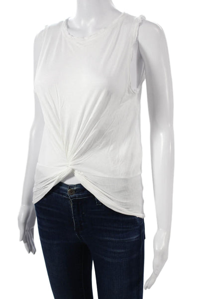 Elan Women Basic Rayon Sleeveless Tank White Crew Neck Boho Size S
