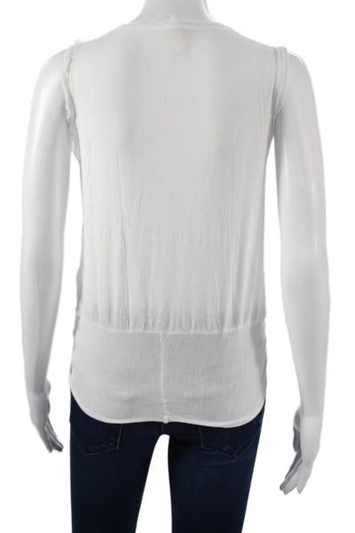 Elan Women Basic Rayon Sleeveless Tank White Crew Neck Boho Size S
