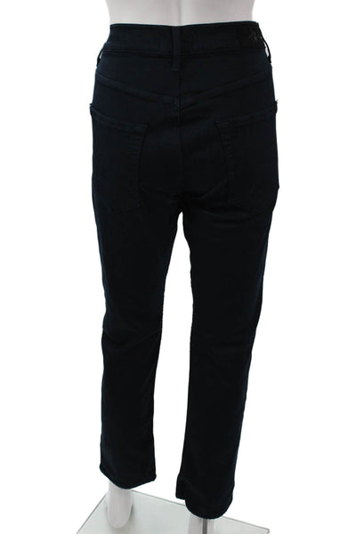 7 For All Mankind Women Black Straight Jeans High Rise Designer Size 31
