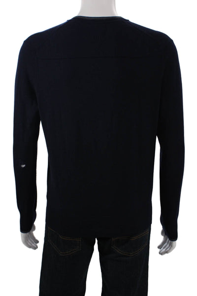 Banana Republic Mens Pullover Sweater V-Neck Merino Wool Dark Blue Size M