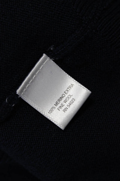 Banana Republic Mens Pullover Sweater V-Neck Merino Wool Dark Blue Size M