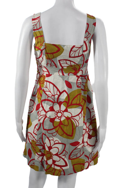 Maeve Anthropologie Women A-Line Dress Gray Floral Square Neck Mini Size 2