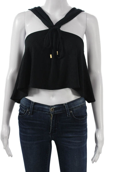 Free People Women Cropped Black Tank Bohemian Sleeveless Size XS