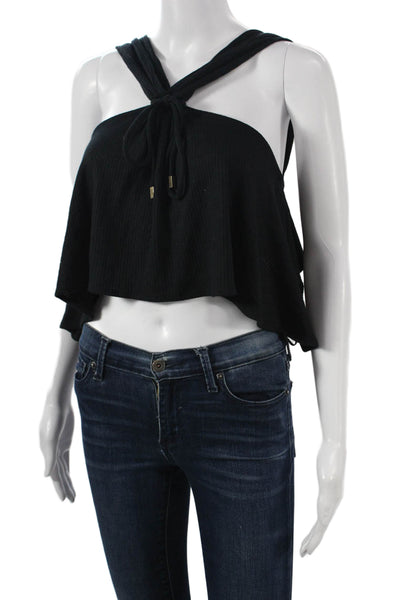 Free People Women Cropped Black Tank Bohemian Sleeveless Size XS