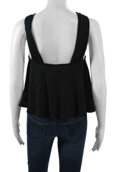 Free People Women Cropped Black Tank Bohemian Sleeveless Size XS