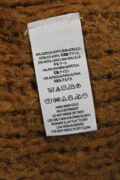 Free People Womens Brown Striped Full Zip Collared 3/4 Sleeve Sweater Size XS