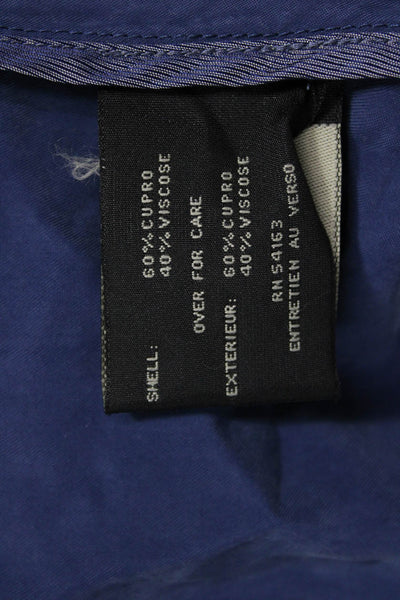 Cole Haan Womens Biker Military Jacket Blue High Neck Button Size 8