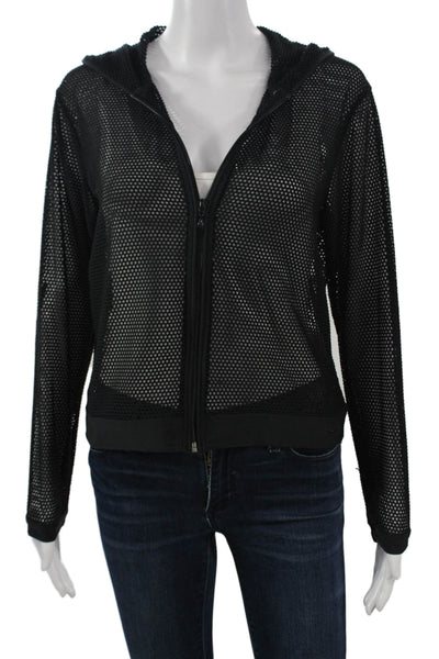 Nike Womens Full Zip Hoodie Black Long Sleeve Polyester Size M