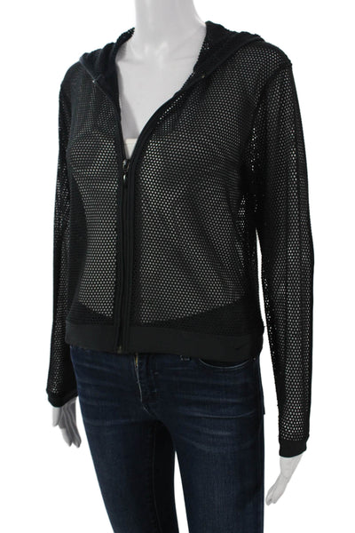 Nike Womens Full Zip Hoodie Black Long Sleeve Polyester Size M