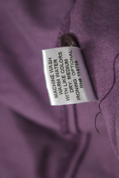 Flax Womens Bohemian Floral Tunic Button-Up Purple Long Sleeve Cotton Size PP