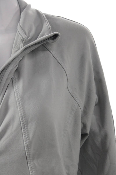 Athleta Womens Windbreaker Gray High Neck Zip Long Sleeve Size L