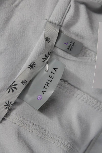 Athleta Womens Windbreaker Gray High Neck Zip Long Sleeve Size L