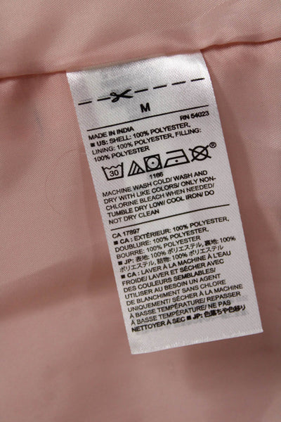 Banana Republic Women Quilted Pink Vest High Neck Zip Sleeveless Size M