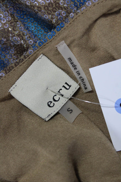 Ecru Womens Blue Geometric Rayon Sleeveless Tank Bohemian Size S