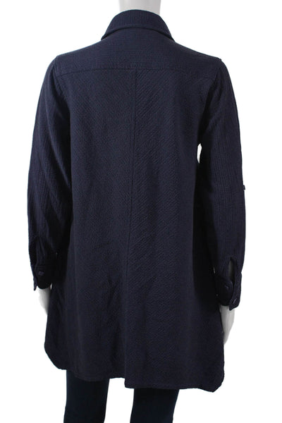 Habitat Women Tunic Button Up Dark Blue Collared Long Sleeve Size S