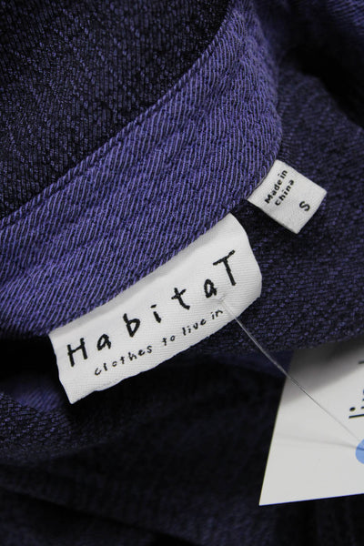 Habitat Women Tunic Button Up Dark Blue Collared Long Sleeve Size S