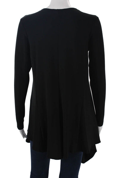 Sympli Women Tunic Black Long Sleeve Round Neck Polyester Spandex Size 10