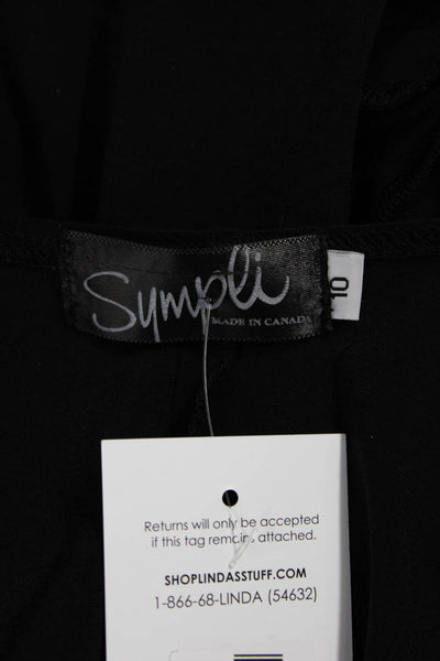 Sympli Women Tunic Black Long Sleeve Round Neck Polyester Spandex Size 10