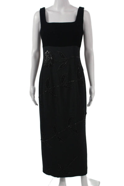Niteline Della Roufogali Women Black Sleeveless Square Neck Long Dress Size 4