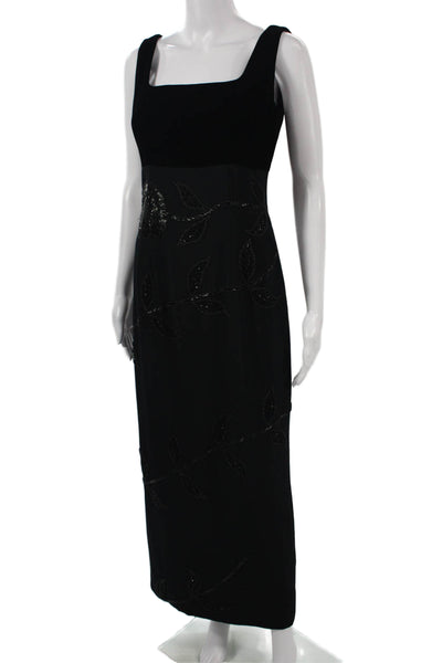 Niteline Della Roufogali Women Black Sleeveless Square Neck Long Dress Size 4