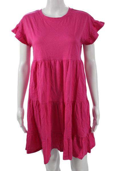 J Crew Women Pink Short Sleeve T-Shirt Dress Cotton Size XS
