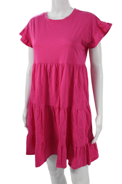 J Crew Women Pink Short Sleeve T-Shirt Dress Cotton Size XS