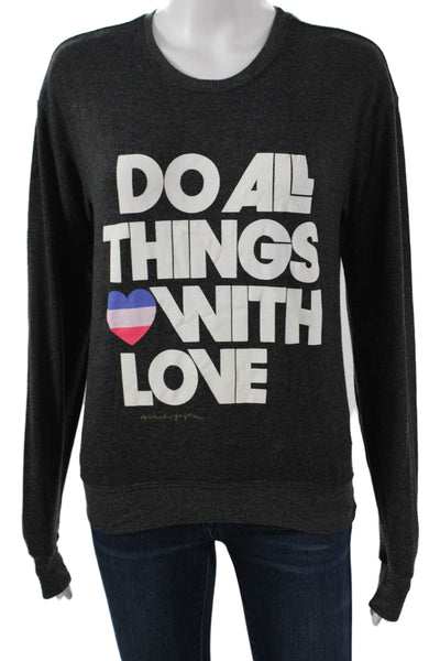 Spiritual Gangster Women Pullover Sweatshirts Dark Gray Heart Polyester Size XS