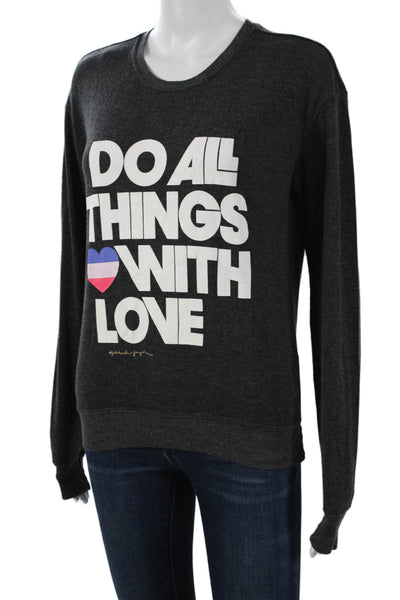Spiritual Gangster Women Pullover Sweatshirts Dark Gray Heart Polyester Size XS