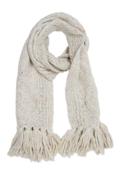 J Crew Womens Cotton Blend Cable Knit Fringe Detail Scarf Multicolor Size OS