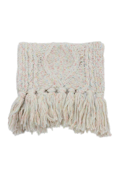 J Crew Womens Cotton Blend Cable Knit Fringe Detail Scarf Multicolor Size OS