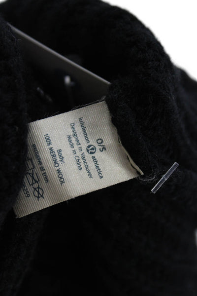 Lululemon Womens Merino Wool Knit Beanie Hat Solid Black Size OS